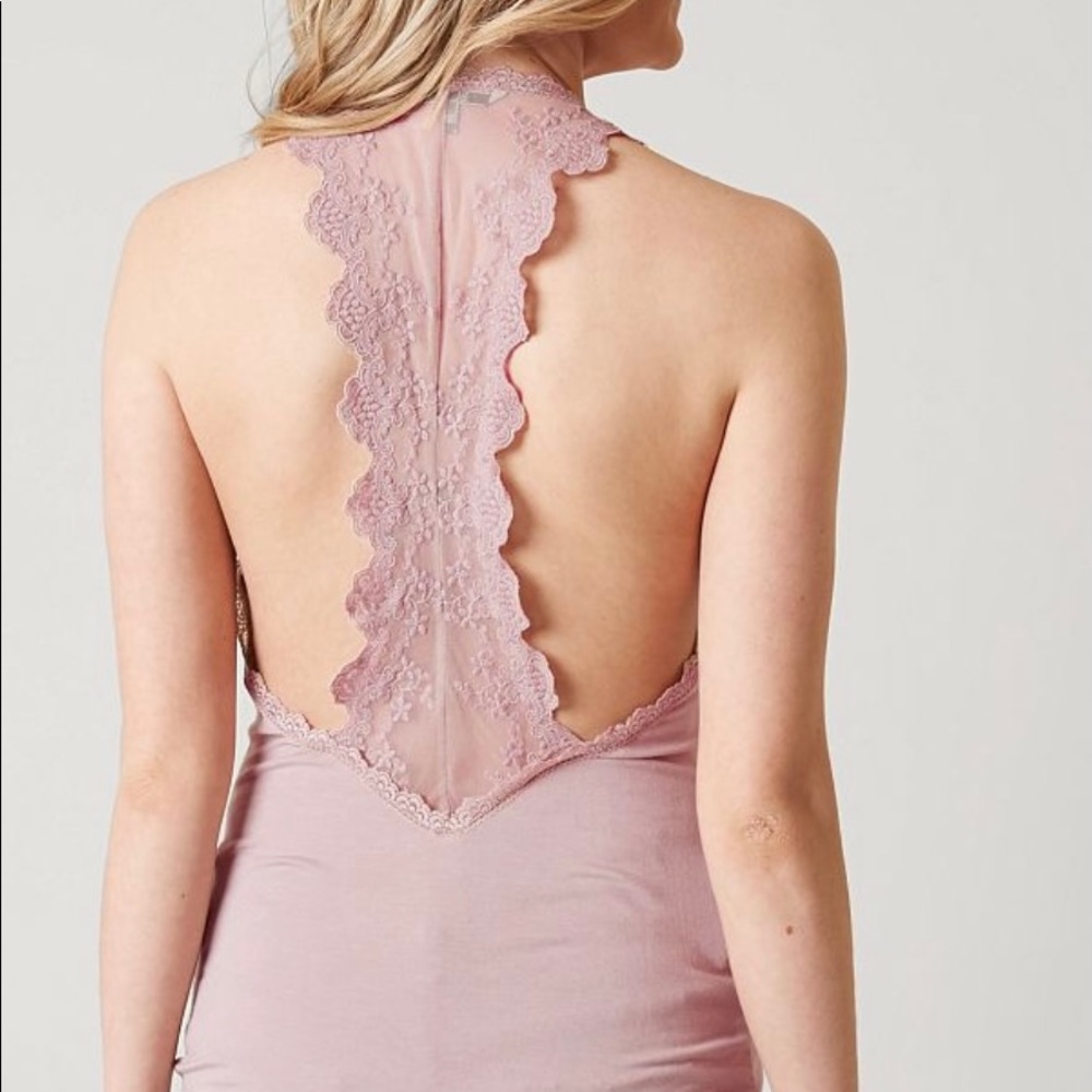 Blush lace back tank